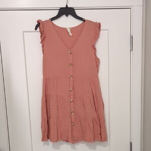 Blu Pepper Peach Button-Down Mini Dress